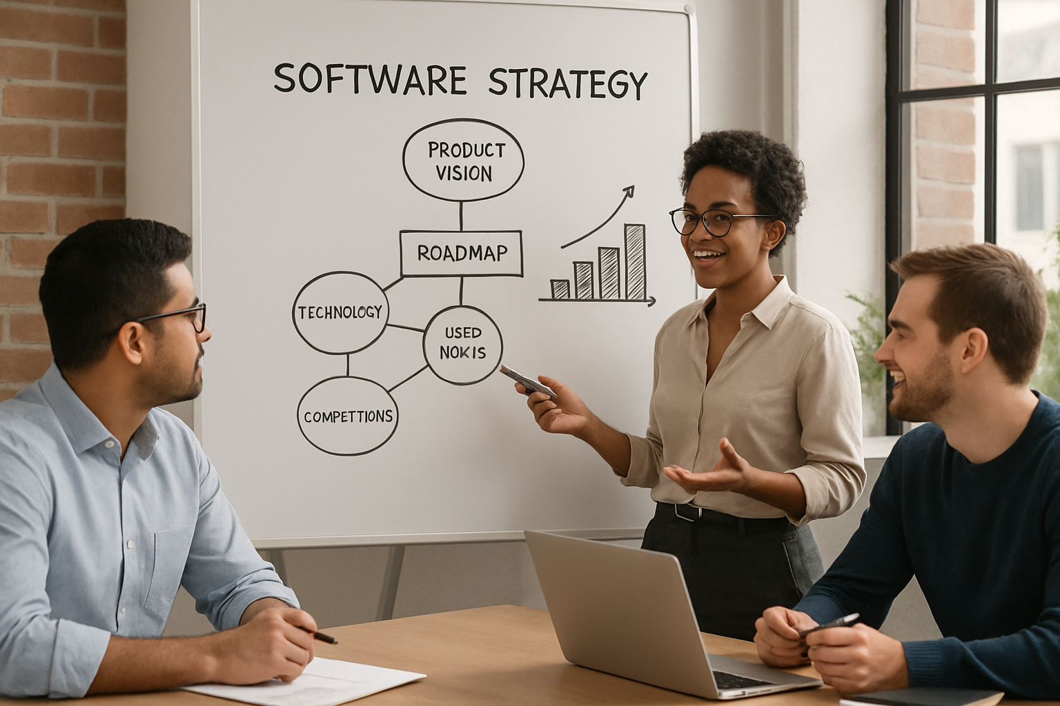 Product leadership team collaborating on software strategy