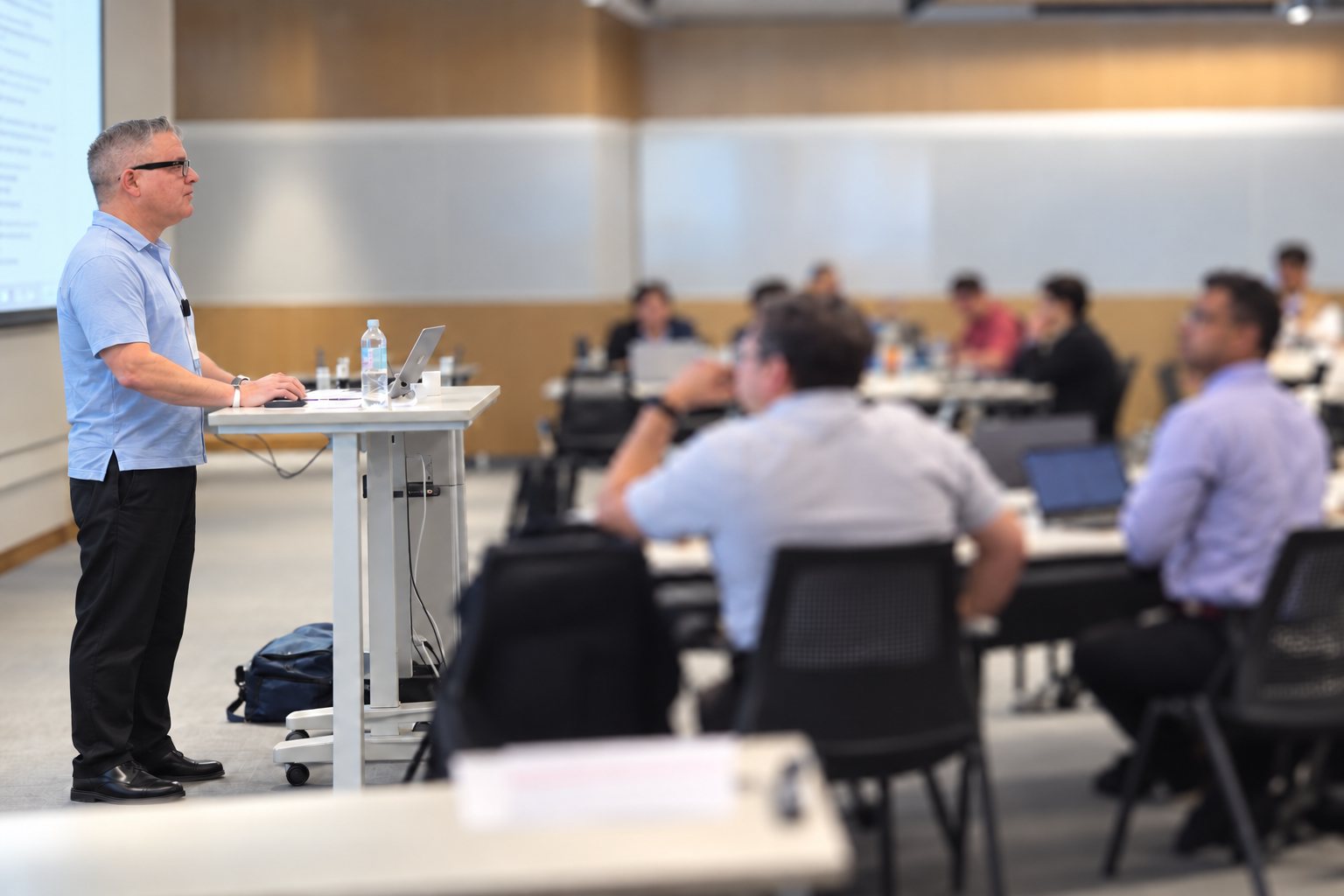 Ken Pulverman teaching product management to a full classroom